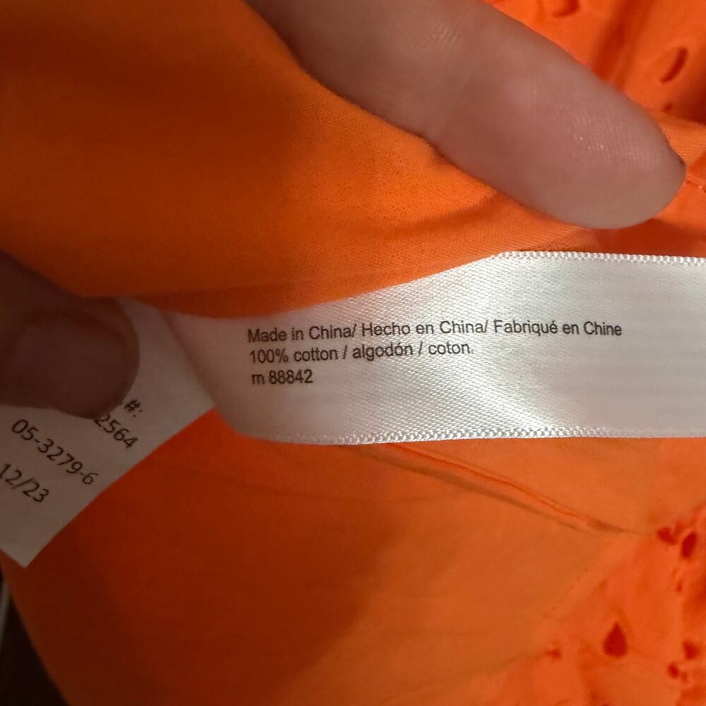 Eloquii 26 Plus Boho Cottagecore Romantic Orange Eyelet Tie Front Maxi Dress - Picture 10 of 10